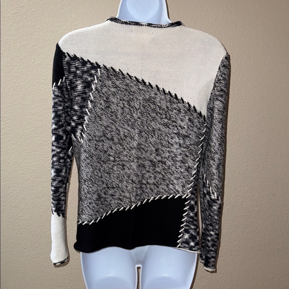 Coldwater Creek Black Marl and White Color Blocked Sweater Women’s Size S - Picture 5 of 5